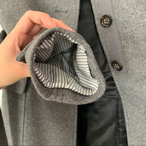 BANANA REPUBLIC Gray Italian Wool Belted Pea Coat Trench Coat - Picture 10 of 16